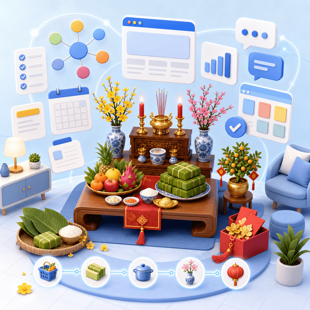Cách tổ chức một buổi lễ giao thừa tại nhà